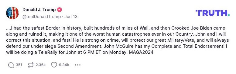 Post image from Donald Trump