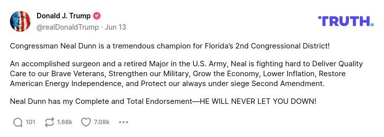 Post preview from Donald Trump