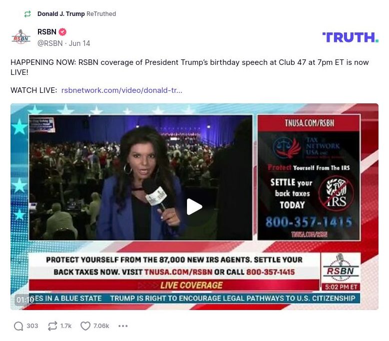 Post image from Donald Trump