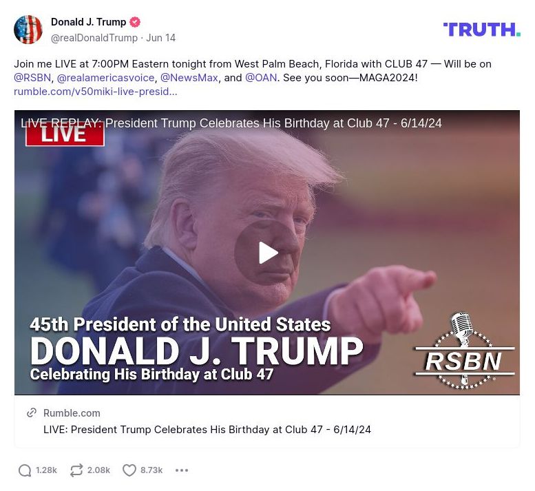 Post image from Donald Trump