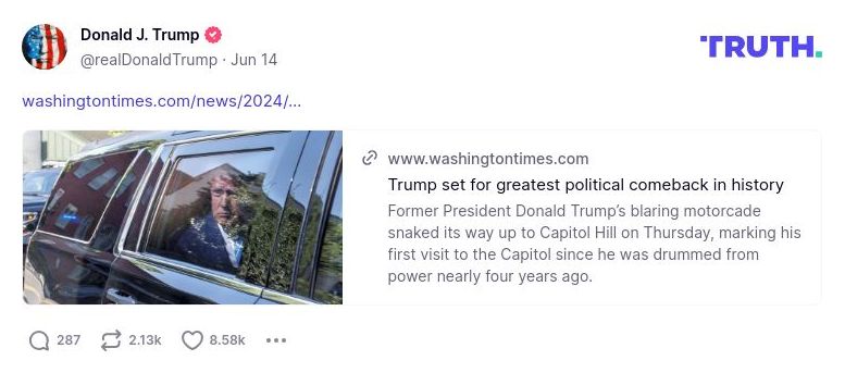 Post image from Donald Trump