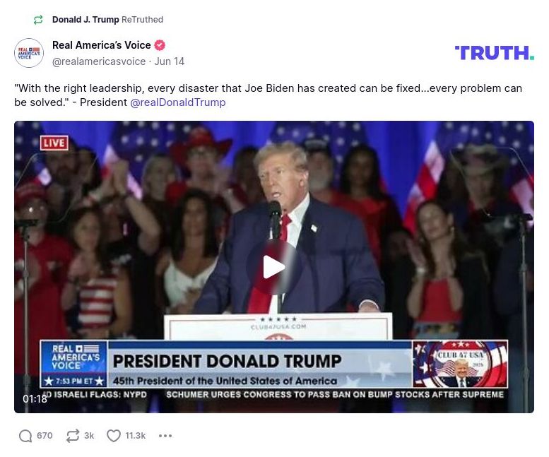 Post image from Donald Trump