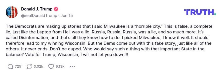 Post image from Donald Trump