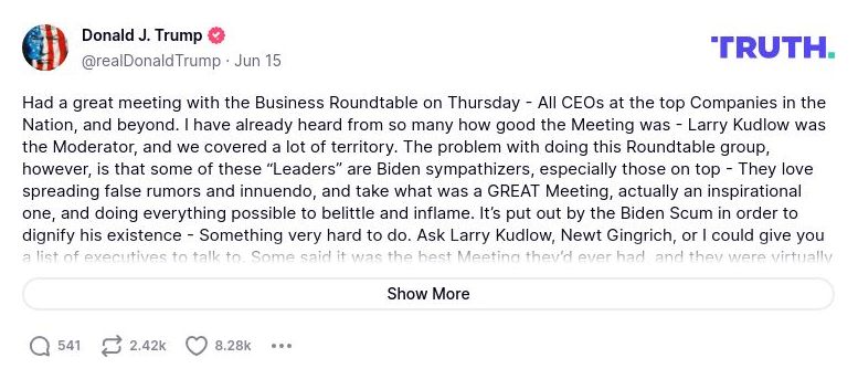 Post image from Donald Trump