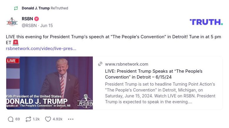 Post image from Donald Trump