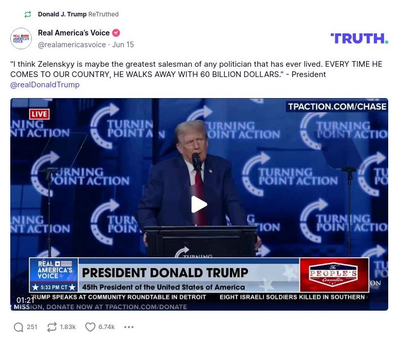 Post image from Donald Trump