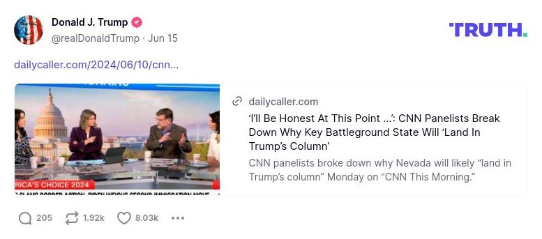 Post preview from Donald Trump