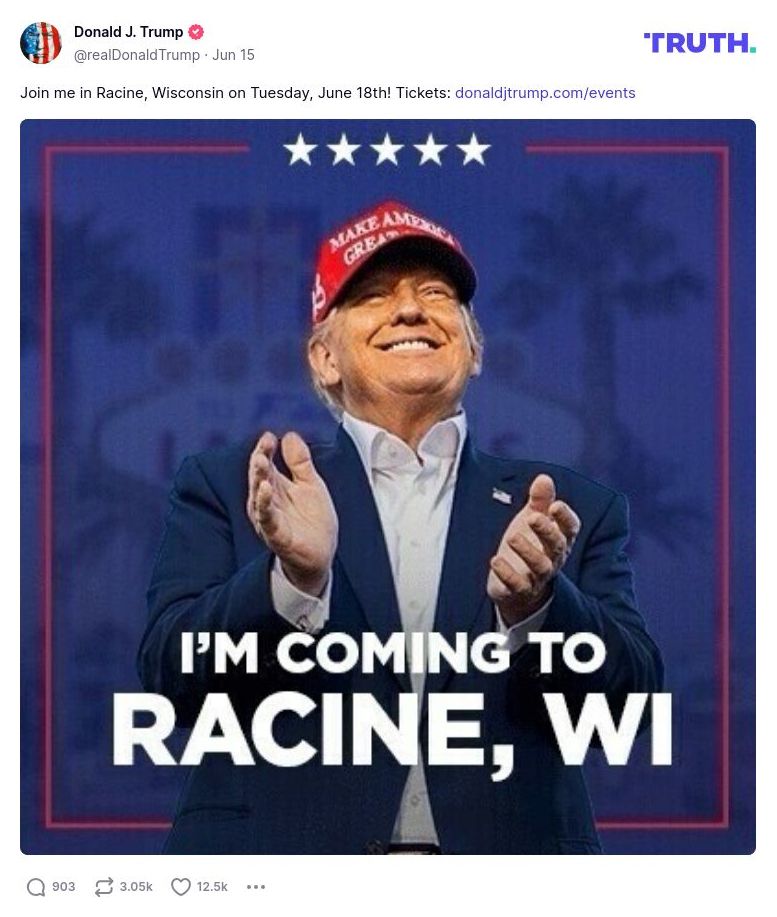 Post image from Donald Trump