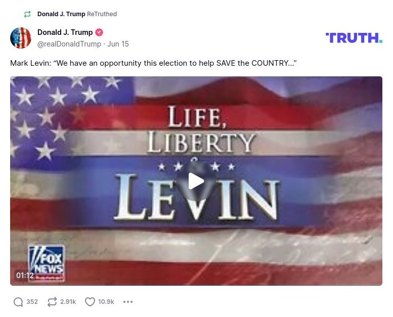 Post image from Donald Trump