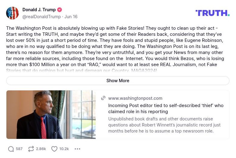 Post image from Donald Trump