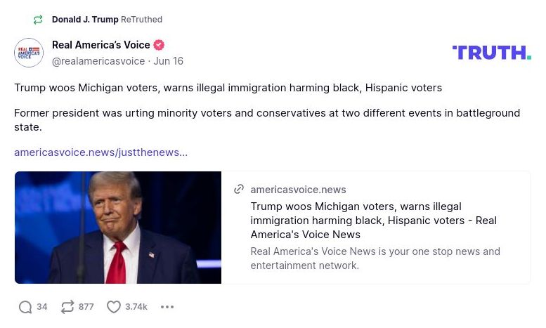 Post preview from Donald Trump