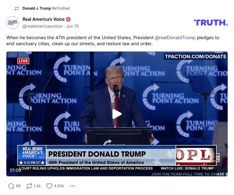 Post image from Donald Trump