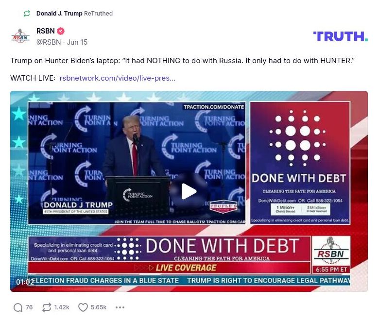 Post image from Donald Trump