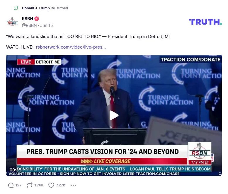 Post image from Donald Trump