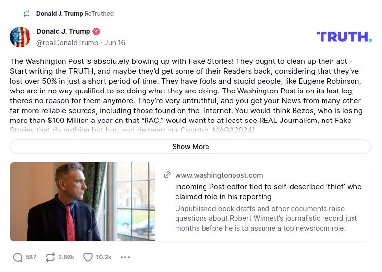 Post image from Donald Trump