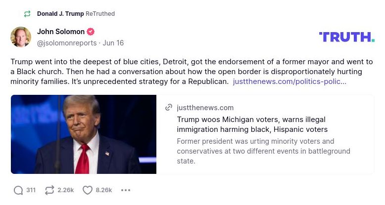 Post preview from Donald Trump