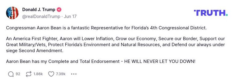 Post preview from Donald Trump