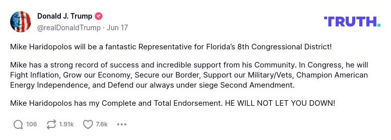 Post preview from Donald Trump