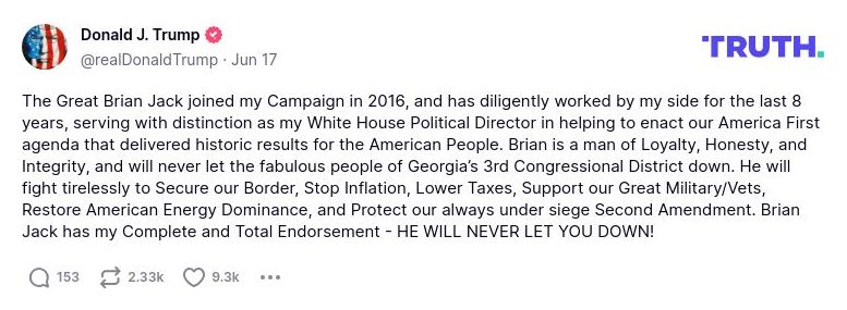 Post preview from Donald Trump