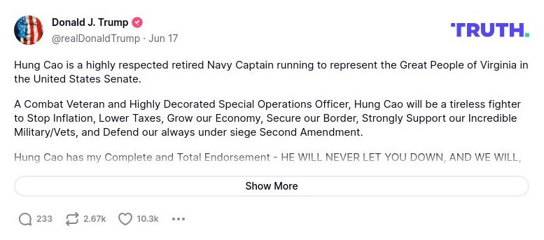 Post preview from Donald Trump