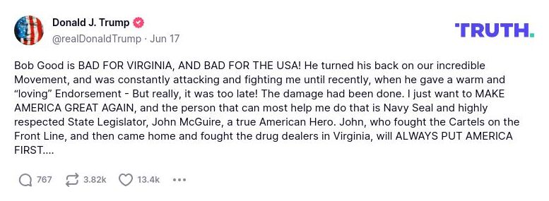 Post image from Donald Trump