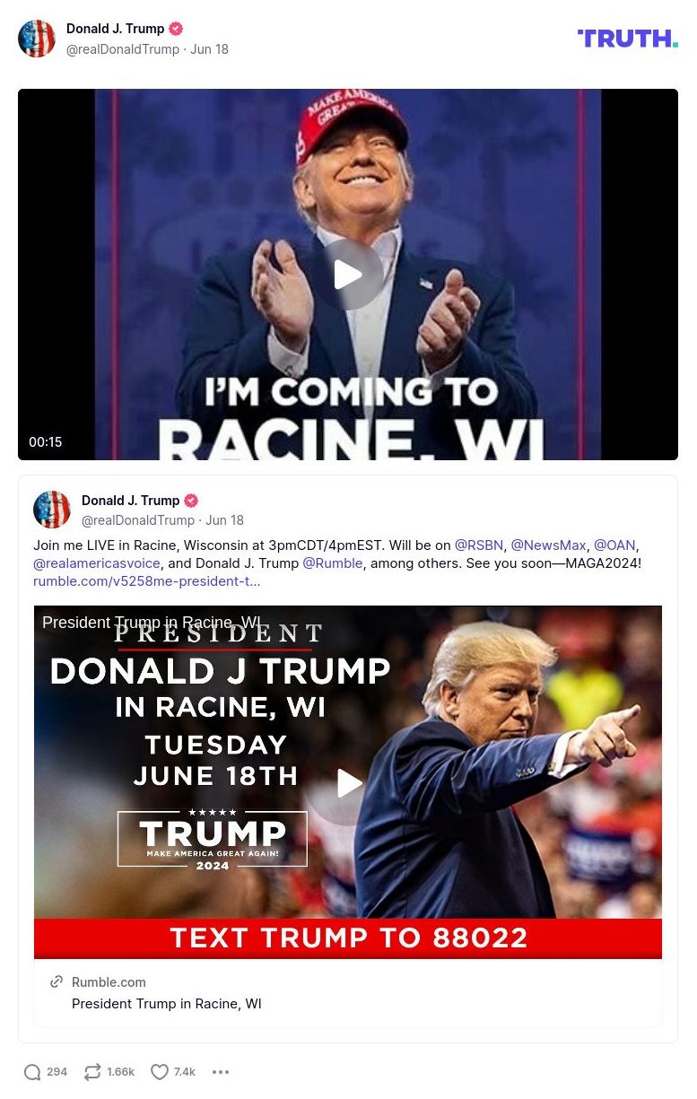 Post image from Donald Trump