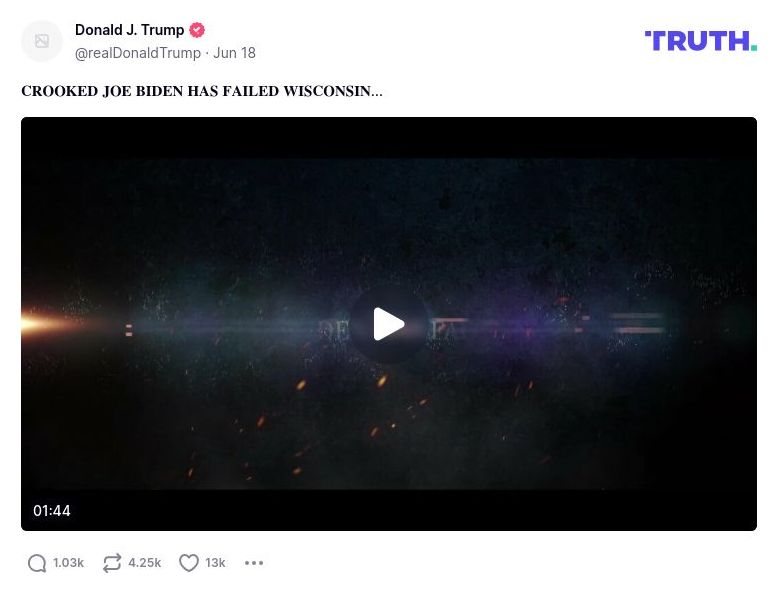 Post image from Donald Trump