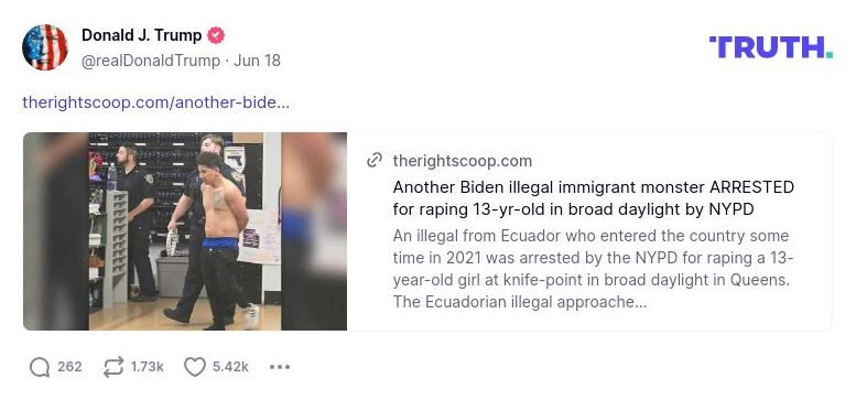 Post image from Donald Trump