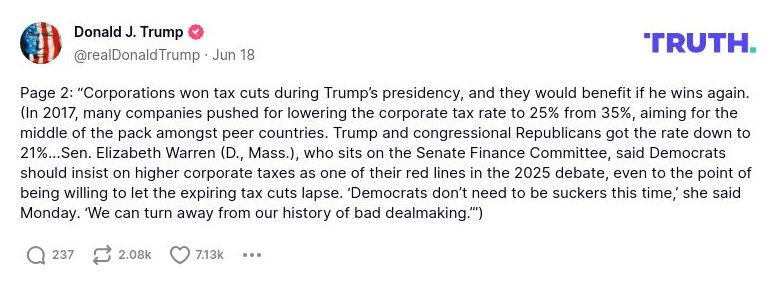 Post image from Donald Trump