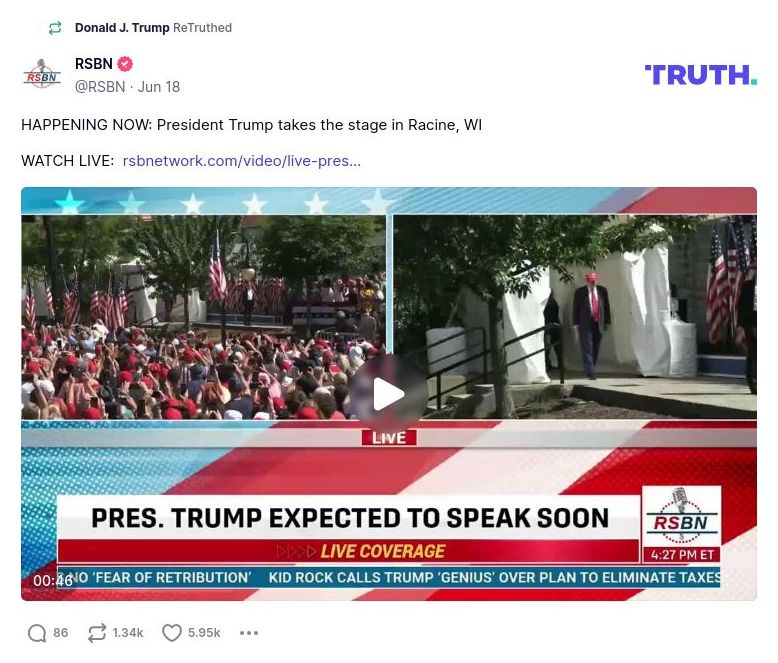 Post image from Donald Trump