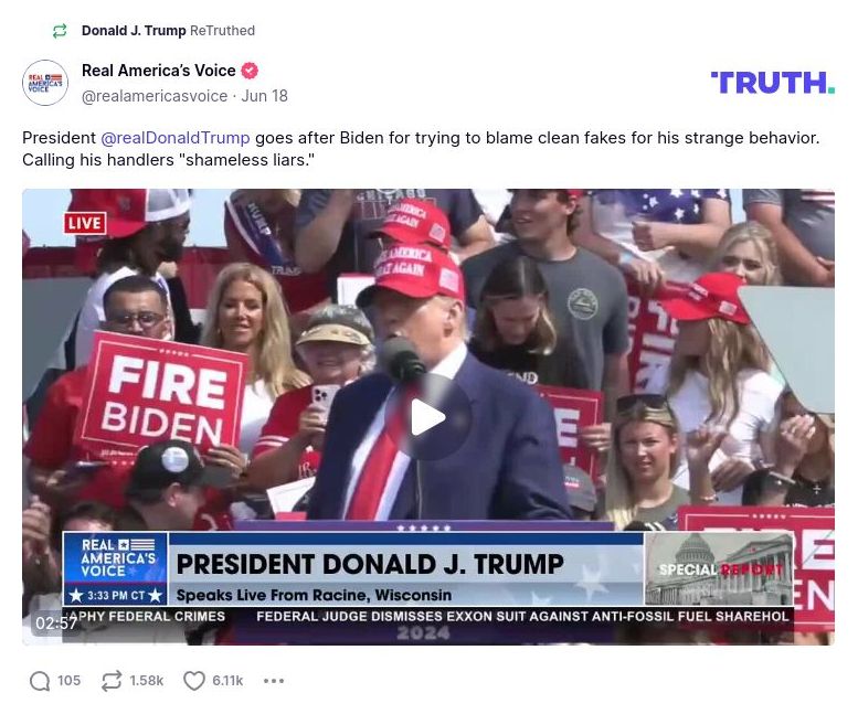 Post image from Donald Trump