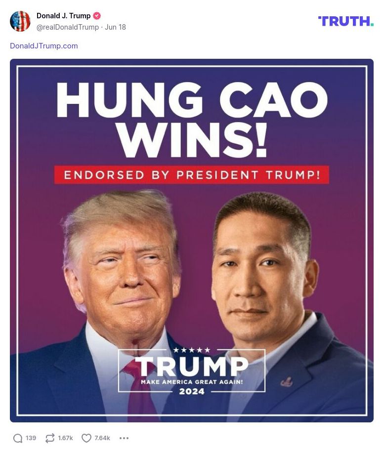 Post image from Donald Trump