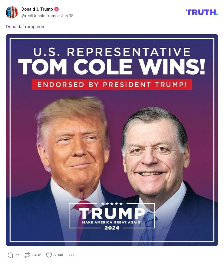 Post image from Donald Trump