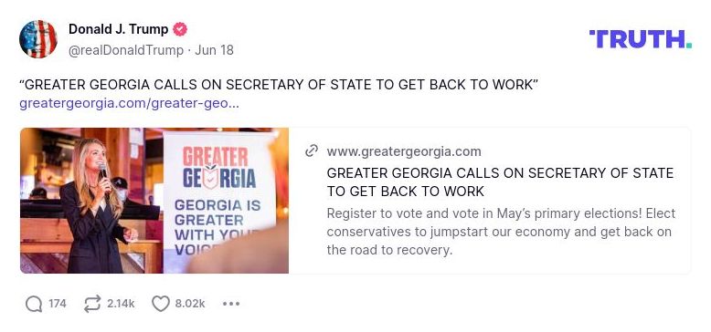 Post image from Donald Trump