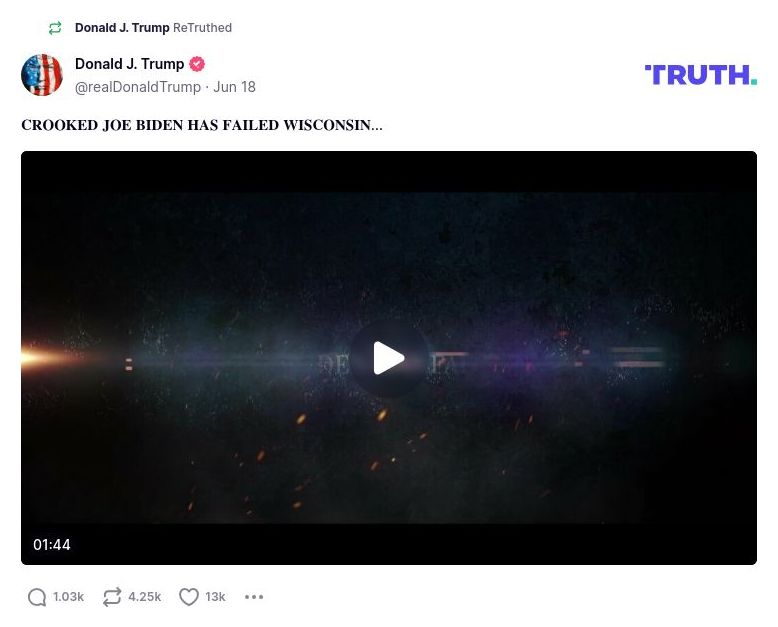 Post image from Donald Trump