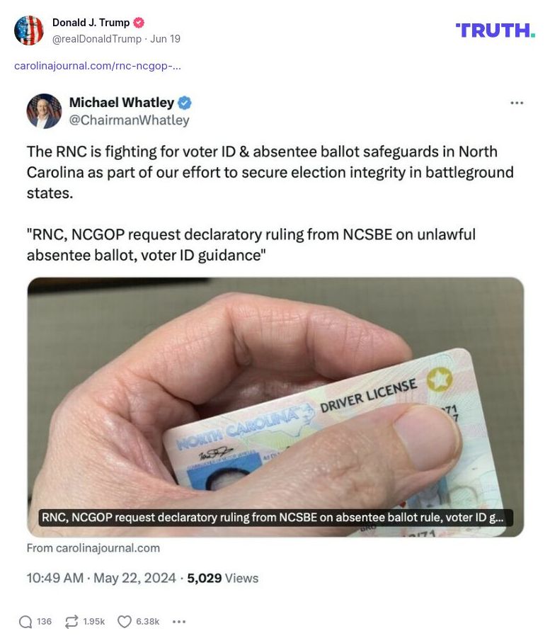 Post image from Donald Trump