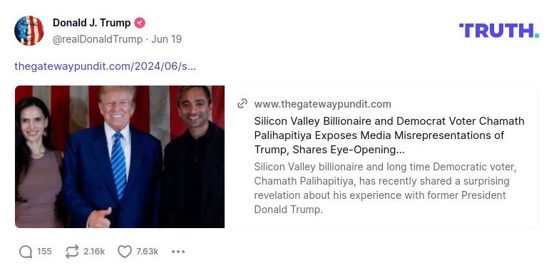 Post image from Donald Trump