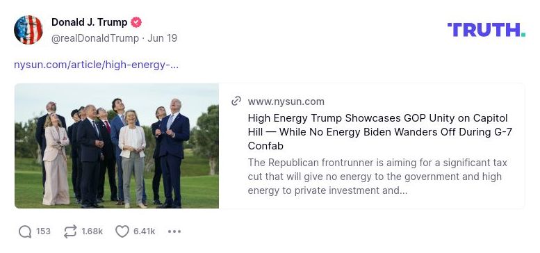 Post preview from Donald Trump