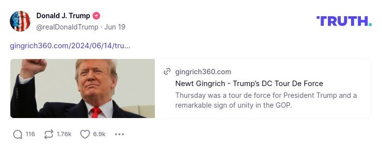 Post image from Donald Trump