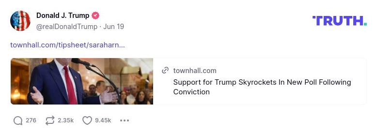 Post image from Donald Trump