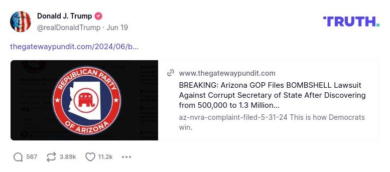 Post image from Donald Trump