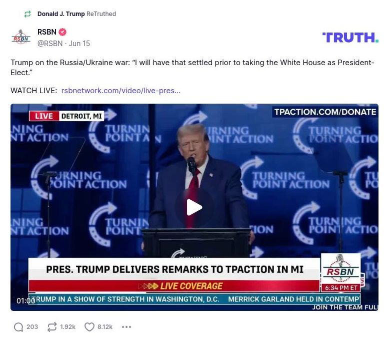 Post preview from Donald Trump