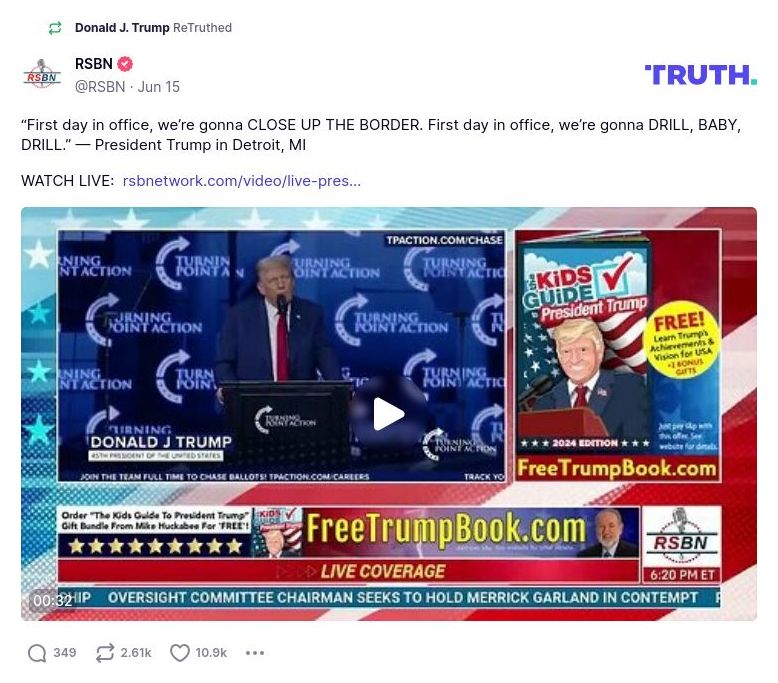 Post image from Donald Trump