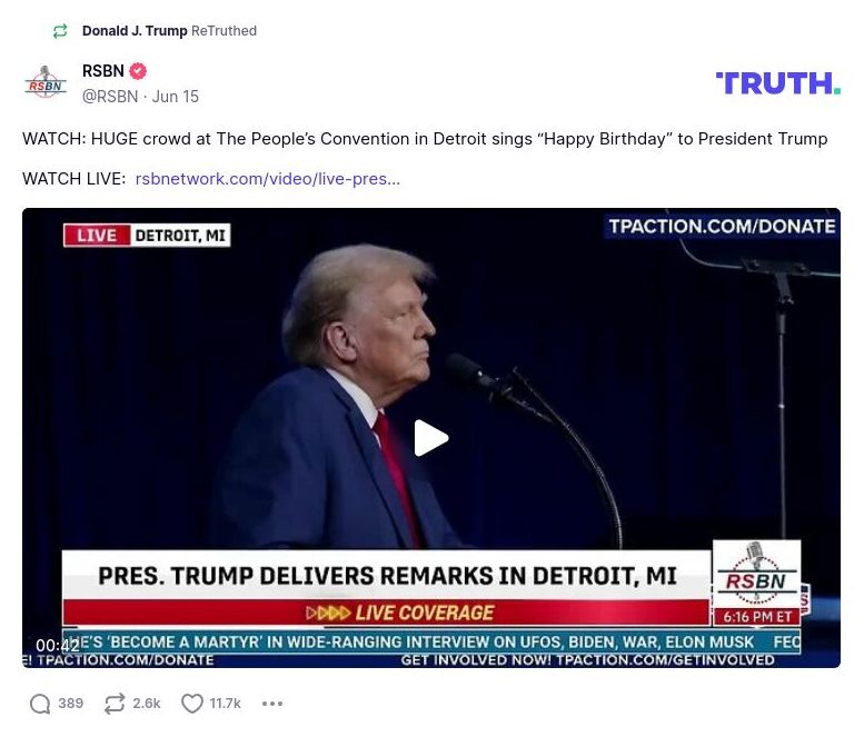 Post image from Donald Trump