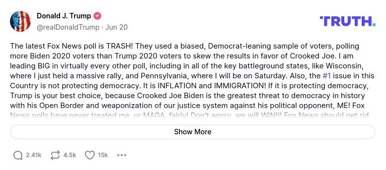 Post preview from Donald Trump