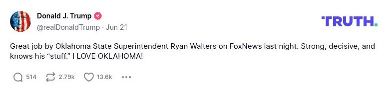 Post image from Donald Trump