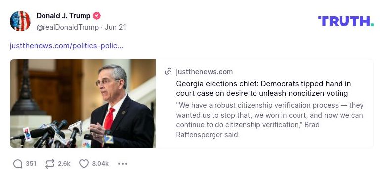 Post image from Donald Trump