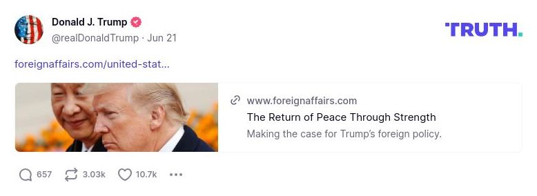 Post image from Donald Trump