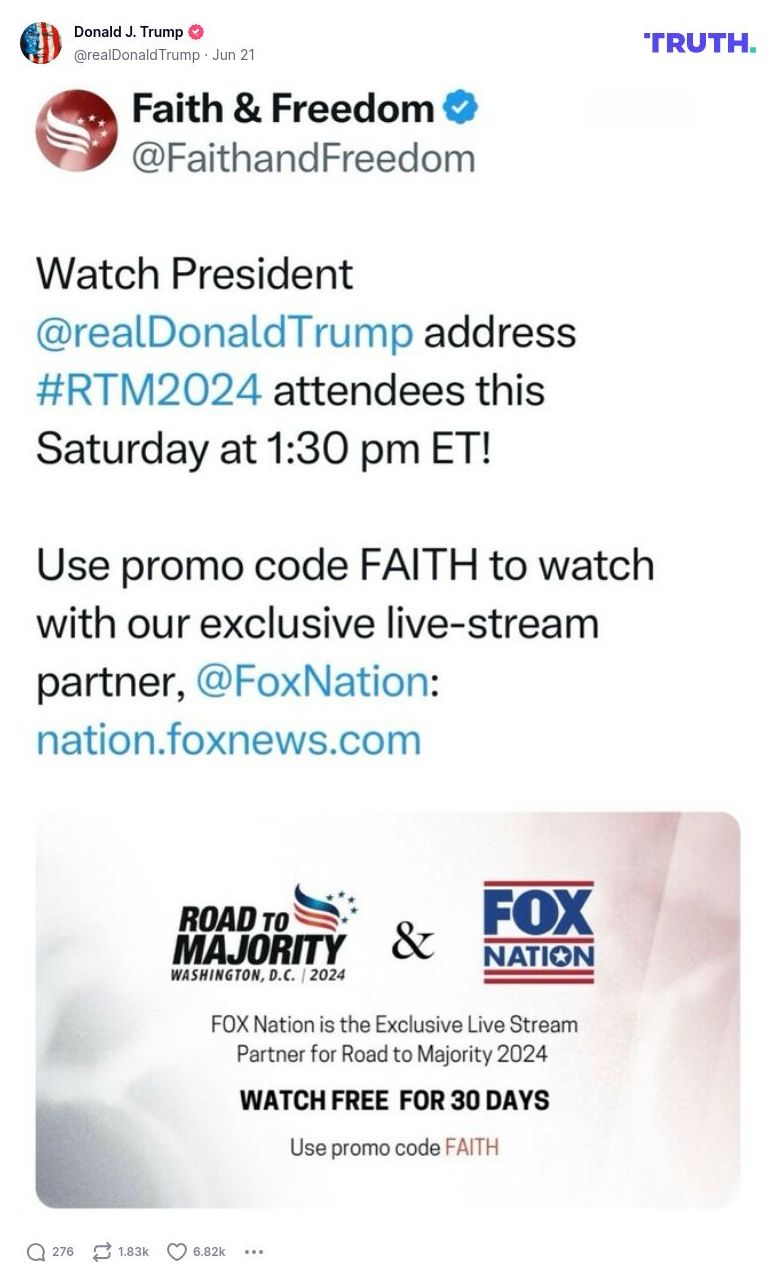 Post image from Donald Trump