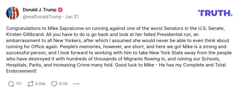 Post image from Donald Trump